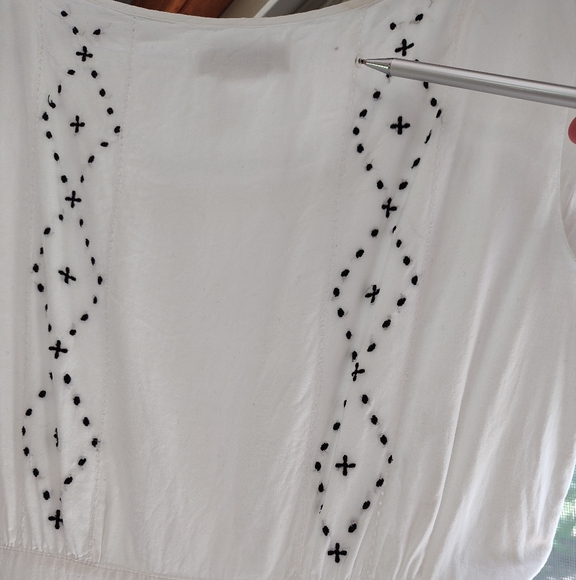 Banana Republic Sz 4 White Cotton Midi Dress Lined Embroidered Lace Side Zip - Picture 10 of 11